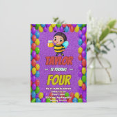 Biene Einzigartige Personalisierte Geburtstagskind Einladung (Stehend Vorderseite)