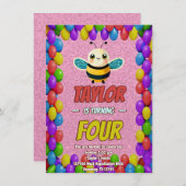 Biene Einzigartige Personalisierte Geburtstagskind Einladung (Vorne/Hinten)