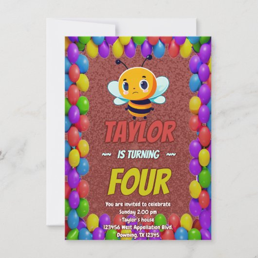 Biene Einzigartige Personalisierte Geburtstagskind Einladung (Vorderseite)