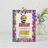 Biene Einzigartige Personalisierte Geburtstagskind Einladung (Stehend Vorderseite)