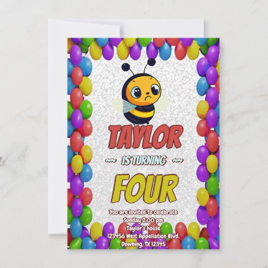 Biene Einzigartige Personalisierte Geburtstagskind Einladung (Vorderseite)