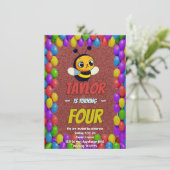 Biene Einzigartige Personalisierte Geburtstagskind Einladung (Stehend Vorderseite)