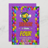 Biene Einzigartige Personalisierte Geburtstagskind Einladung (Vorne/Hinten)