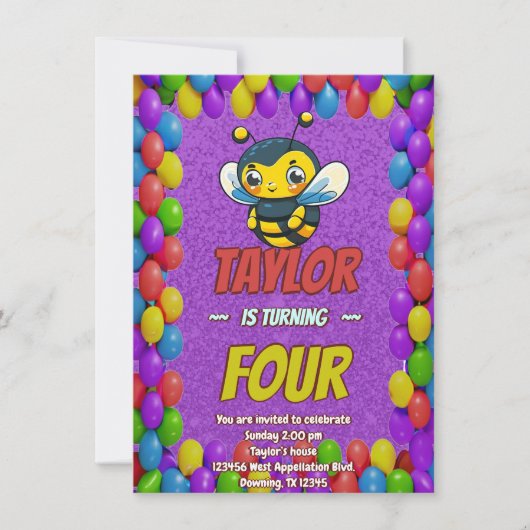 Biene Einzigartige Personalisierte Geburtstagskind Einladung (Vorderseite)