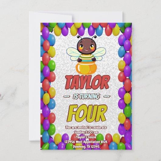 Biene Einzigartige Personalisierte Geburtstagskind Einladung (Vorderseite)
