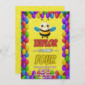 Biene Einzigartige Personalisierte Geburtstagskind Einladung (Vorne/Hinten)
