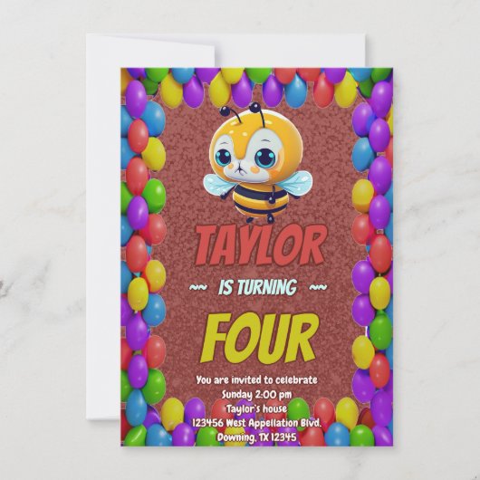 Biene Einzigartige Personalisierte Geburtstagskind Einladung (Vorderseite)