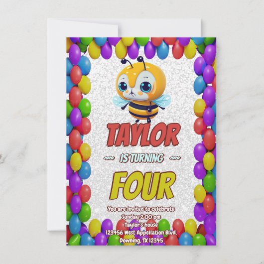 Biene Einzigartige Personalisierte Geburtstagskind Einladung (Vorderseite)