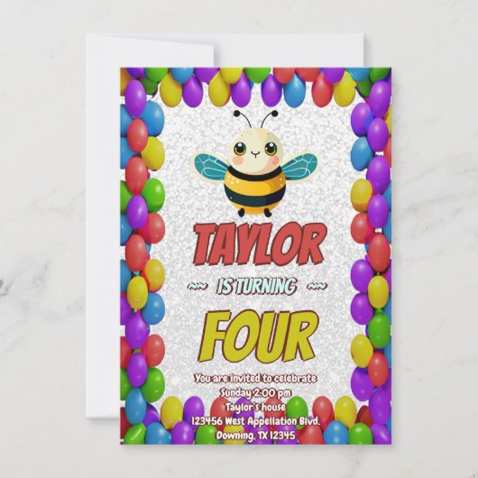 Biene Einzigartige Personalisierte Geburtstagskind Einladung (Vorderseite)