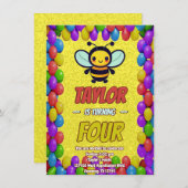 Biene Einzigartige Personalisierte Geburtstagskind Einladung (Vorne/Hinten)