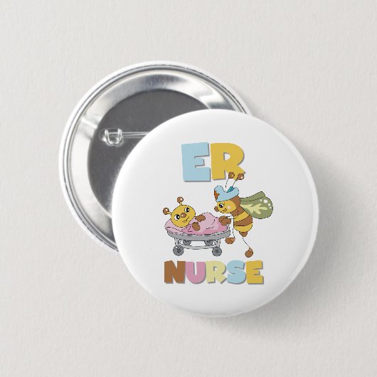 Biene ER-Krankenschwester Button (Vorne & Hinten)