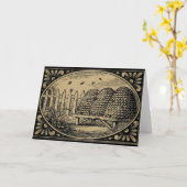 Biene fängt das Vintage Zeichnen - leere Karte (Gelbe Blume)