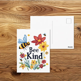 Biene freundlich Cartoon Biene und Blume Postkarte