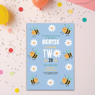 Biene Geburtstag Einladung Party Blue Daisy Zwei 2
