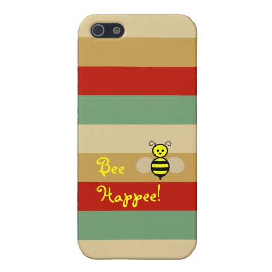 Biene Happee! Roter beige grüner Streifen iPhone iPhone Hülle (Hinten)