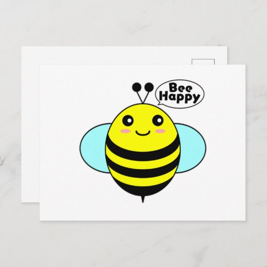 Biene Happy 3 Postkarte (Vorne/Hinten)