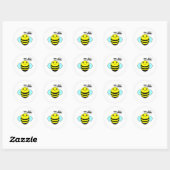 Biene Happy 3 Runder Aufkleber (Blatt)