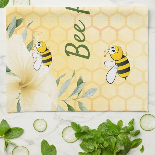 Biene Happy Hummeln Gelbe Honigwabe Sommer Geschirrtuch (Gefaltet)