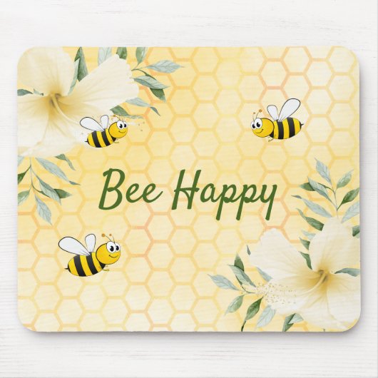 Biene Happy Hummeln Gelbe Honigwabe Sommer Mousepad (Vorne)