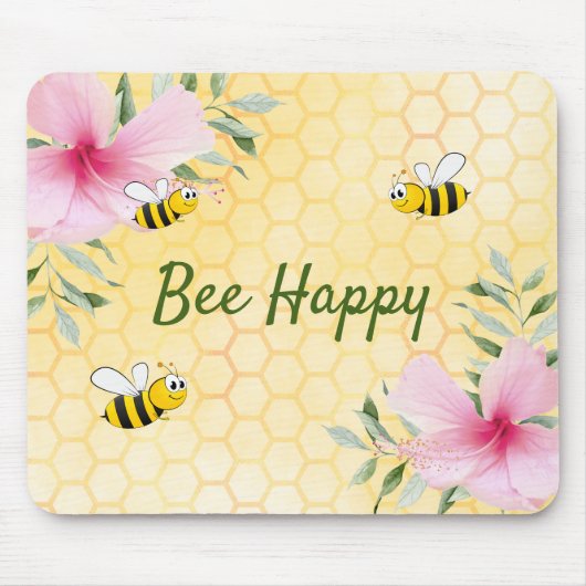 Biene Happy Hummeln Gelbe Honigwabenblüte Mousepad (Vorne)