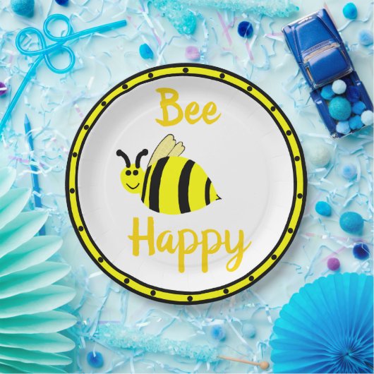 Biene Happy Yellow Bumble Bee Pappteller (Party)