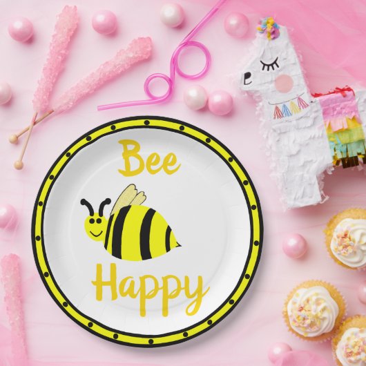 Biene Happy Yellow Bumble Bee Pappteller (Party)