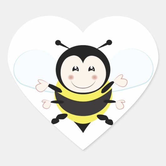 Biene Herz-Aufkleber (Vorderseite)
