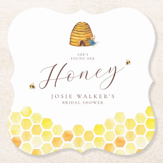 Biene, Honeycomb-Brautparty Untersetzer (Vorderseite)