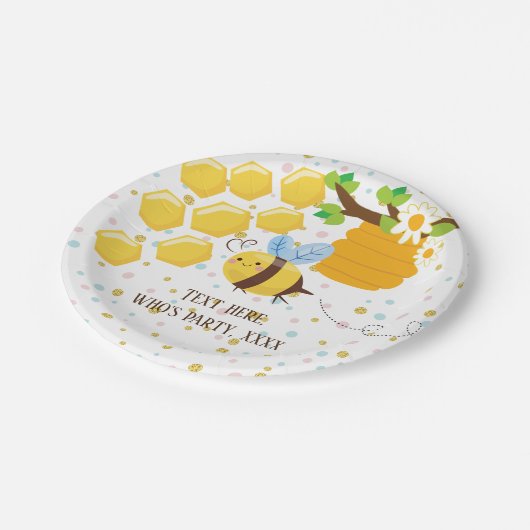 Biene, Honigbiene, Honigwabe, Hummel Pappteller (Schrägansicht)