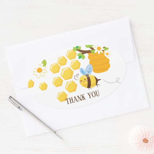 Biene, Honigbiene, Honigwabe, Hummelsticker Ovaler Aufkleber (Umschlag)