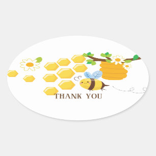 Biene, Honigbiene, Honigwabe, Hummelsticker Ovaler Aufkleber