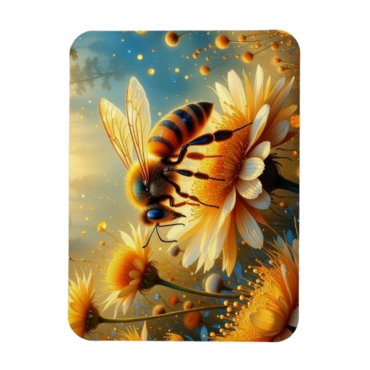 Biene im Blumengarten Magnet (Vertikal)
