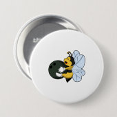 Biene im Bowling mit Bowlingball Button (Vorne & Hinten)