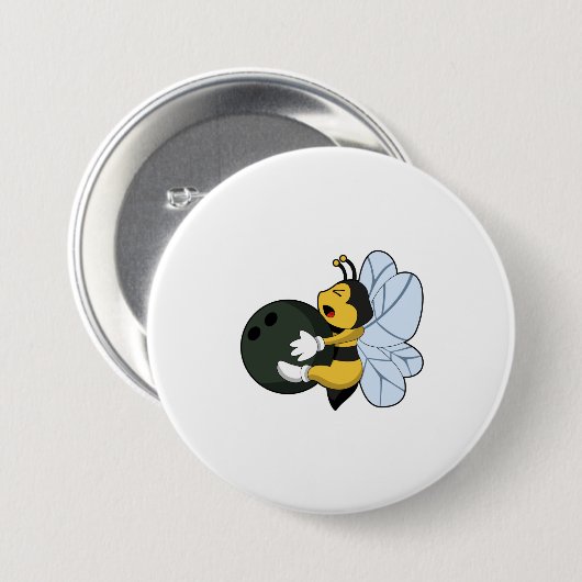 Biene im Bowling mit Bowlingball Button (Vorne & Hinten)