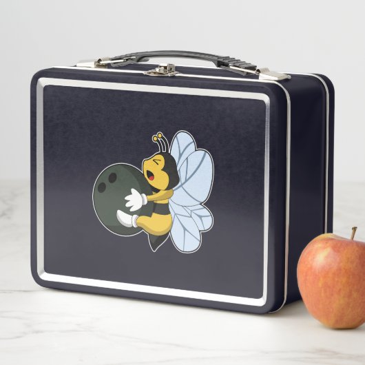 Biene im Bowling mit Bowlingball Metall Brotdose (Beispiel)