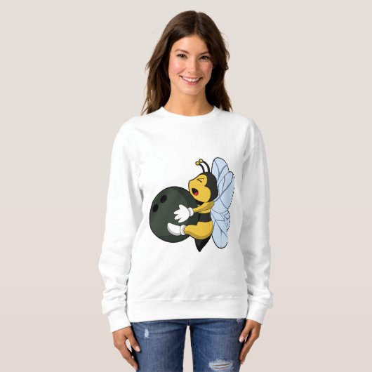 Biene im Bowling mit Bowlingball Sweatshirt (Vorne ganz)