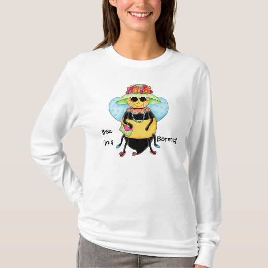Biene in einem Bonnet Whimsy Honey Biene Art Custo T-Shirt (Vorderseite)