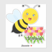 Biene in Tulip Garden Aufkleber (Blatt)