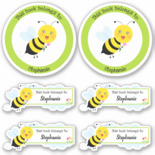 Biene in Tulip Garden Dieses Buch gehört Aufkleber