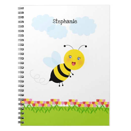 Biene in Tulip Garden Notizblock (Vorderseite)