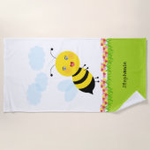 Biene in Tulip Garden Strandtuch (Vorderseite)