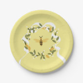 Biene in Wreath Paper Plate Pappteller (Vorderseite)