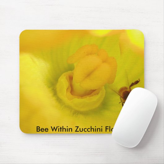 Biene innerhalb der Zucchini-Blume Mousepad (Mit Mouse)