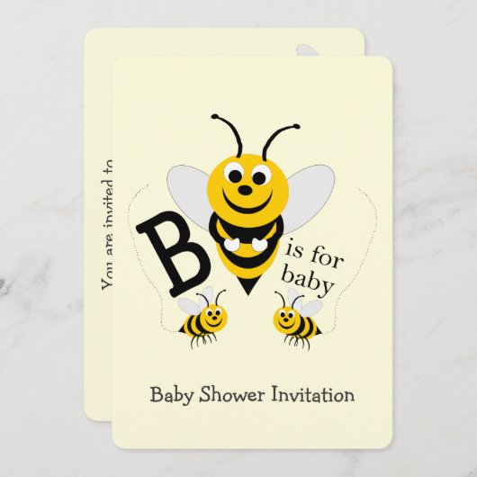 Biene ist für Babydusche geeignet Einladung (Vorne/Hinten)