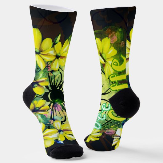 Biene, Kaffee Socken (Gewinkelt)