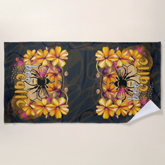 Biene, Kaffee Strandtuch (Vorderseite)