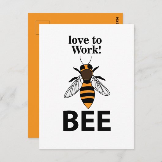 Biene Liebe zu arbeiten Postkarte (Vorne/Hinten)