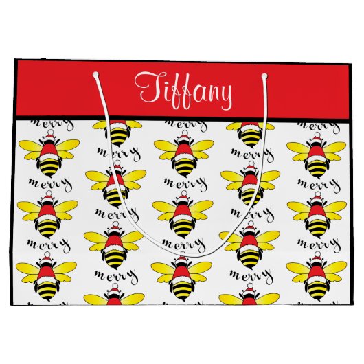 Biene Merry Holiday Geschenktasche Große Geschenktüte (Rückseite)