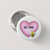 Biene Mine Fuzzy Bumblebee mit Pink Puffy Heart Button (Vorne & Hinten)