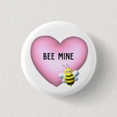 Biene Mine Fuzzy Bumblebee mit Pink Puffy Heart Button (Vorderseite)